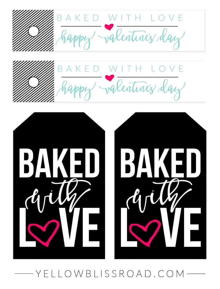 Free printable Baked with Love Tags black