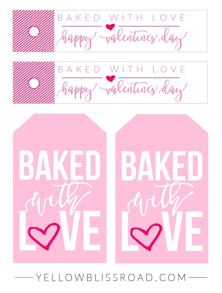 Free printable Baked with Love Tags pink