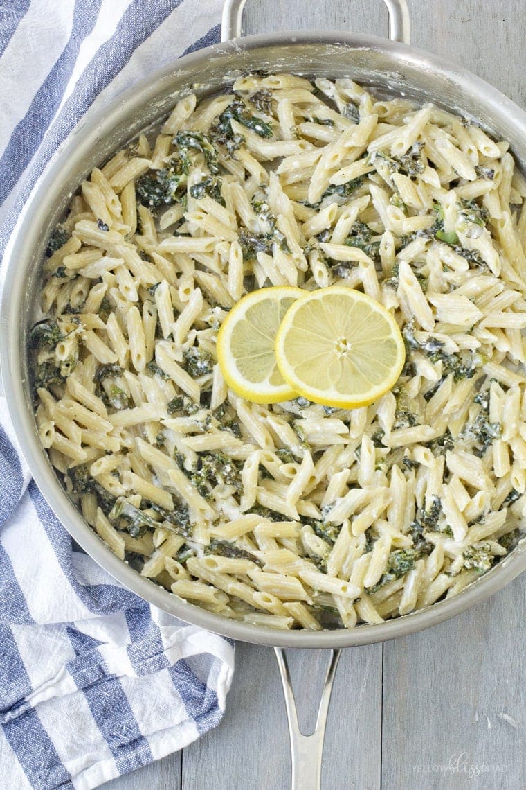 One Pan Lemon, Ricotta and Kale Pasta