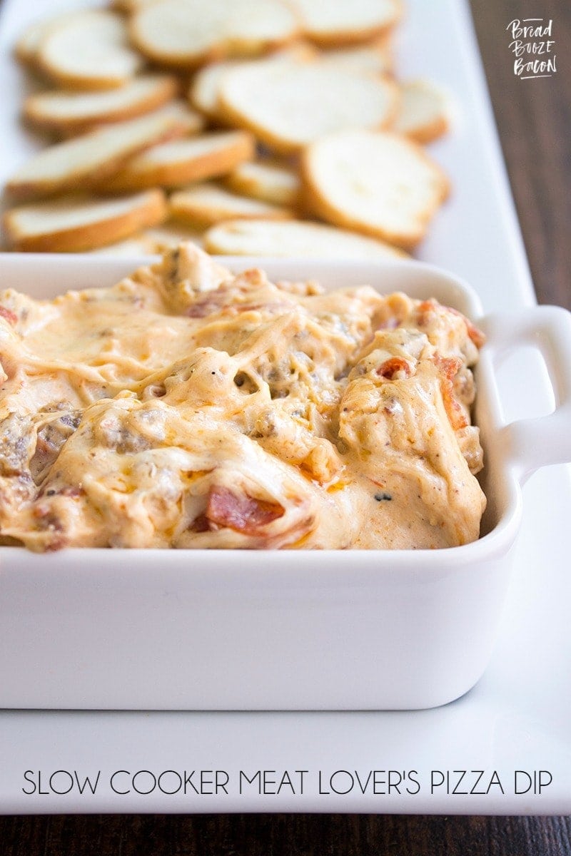 You game day crowd will cheer when you serve up this Slow Cooker Meat Lover's Pizza Dip!