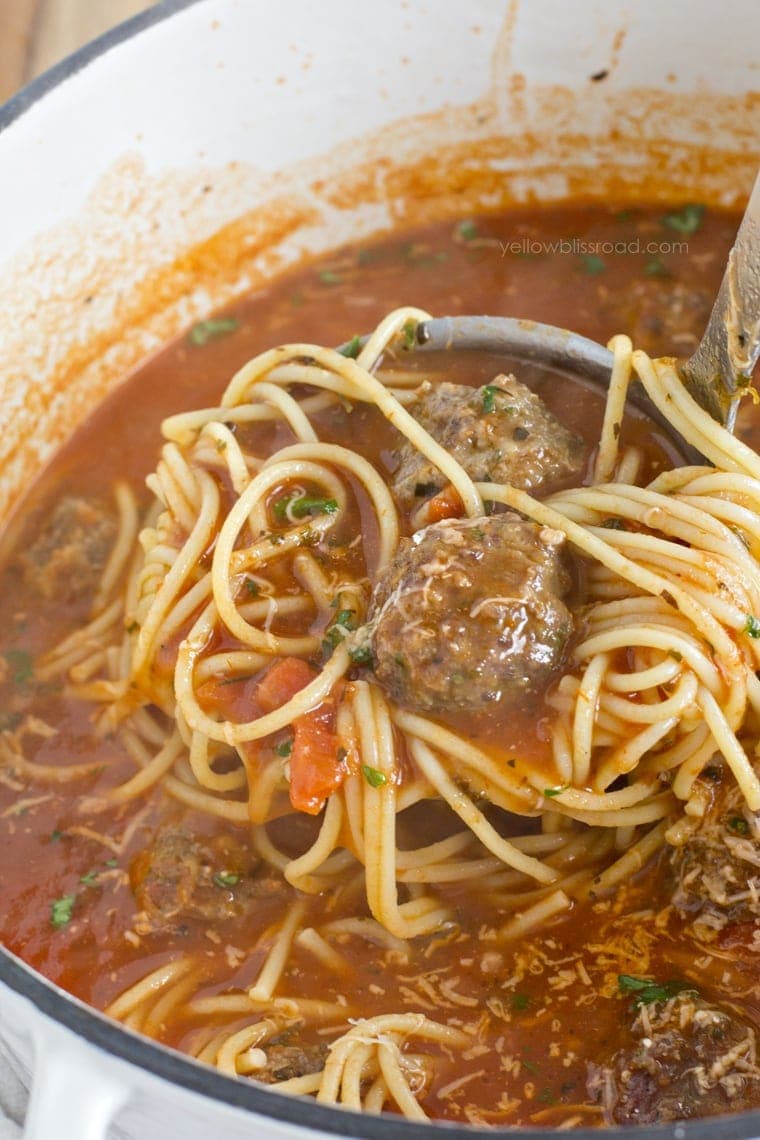 Spaghetti and Meatballs Soup