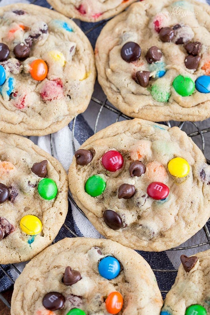 These Giant Chocolate Chip Cookies with M&Ms are loaded with chocolate and super soft and chewy. They are destined to be your new favorite!