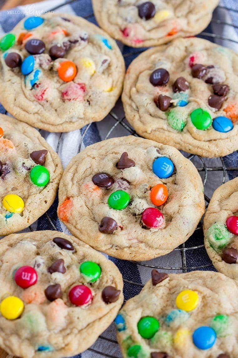 These Giant Chocolate Chip Cookies with M&Ms are loaded with chocolate and super soft and chewy. They are destined to be your new favorite!