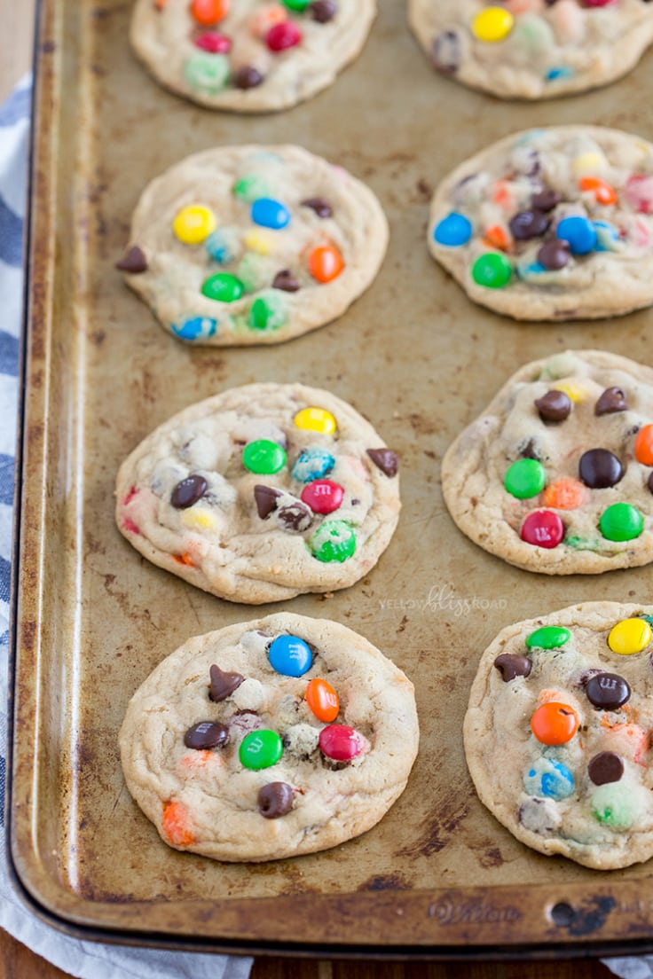 Chocolate Chip Cookies with M&Ms Yellow Bliss Road
