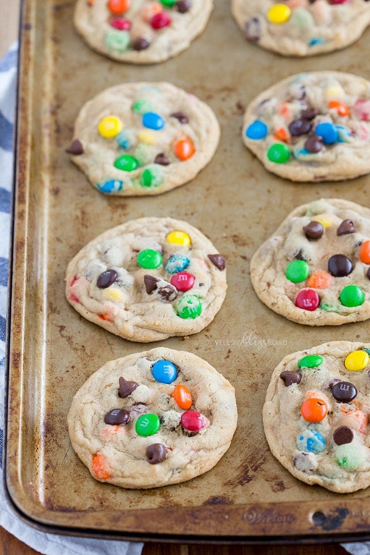 chocolate chip cookies with m&ms