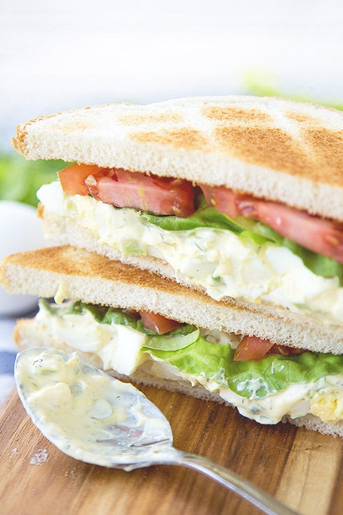 Egg Salad Sandwich with lettuce and tomatoes