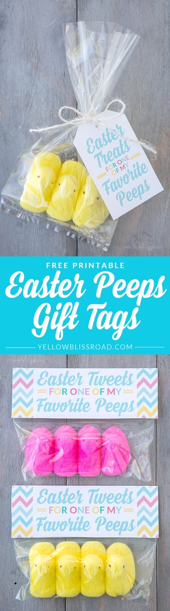 Free Printable Peeps Easter Gift Tags - Use these free printable gift tags to make sweet Easter gifts for your favorite Peeps! Perfect for neighbors, friends or classroom parties.