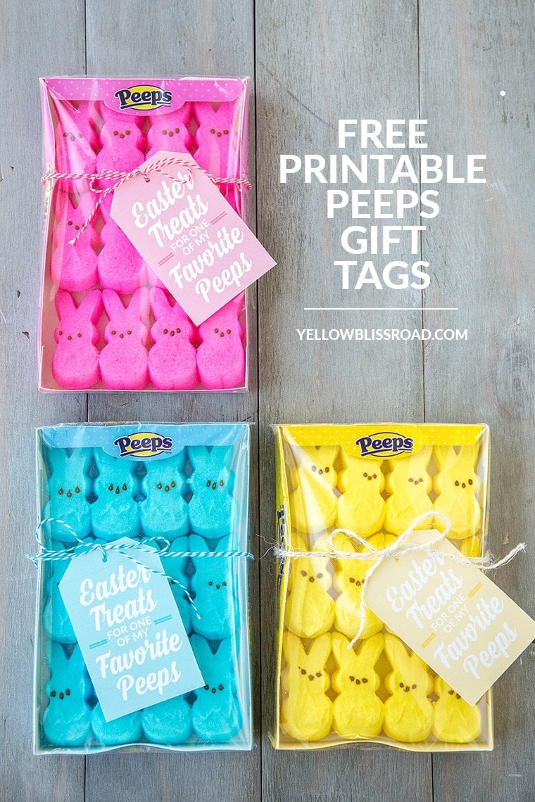 Free Printable Peeps Easter Gift Tags - Use these free printable gift tags to make sweet Easter gifts for your favorite Peeps! Perfect for neighbors, friends or classroom parties.