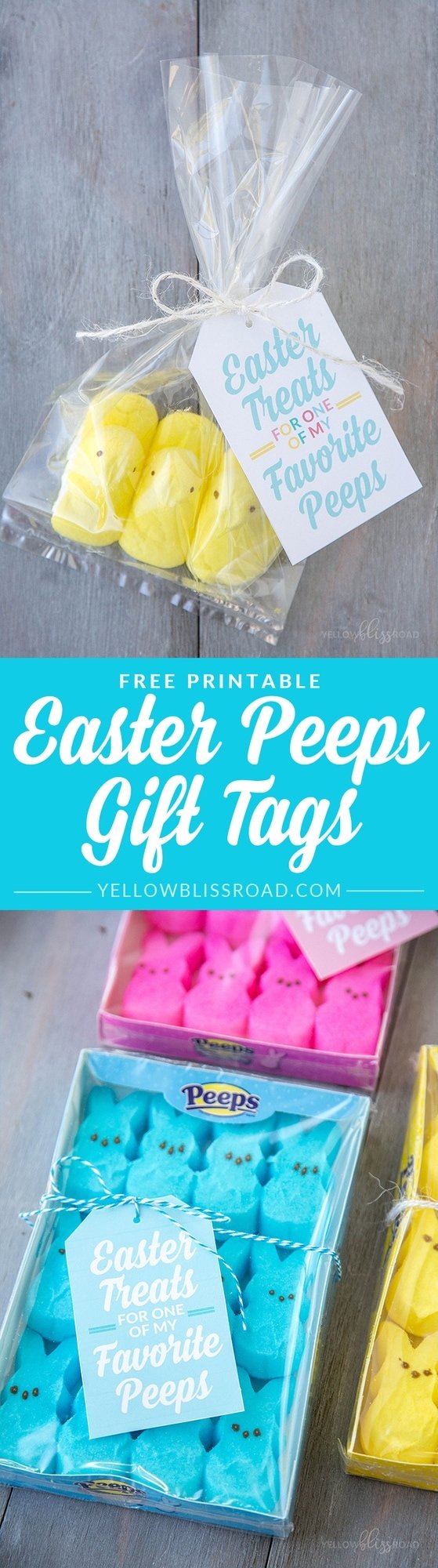 Free Printable Peeps Easter Gift Tags - Use these free printable gift tags to make sweet Easter gifts for your favorite Peeps! Perfect for neighbors, friends or classroom parties.