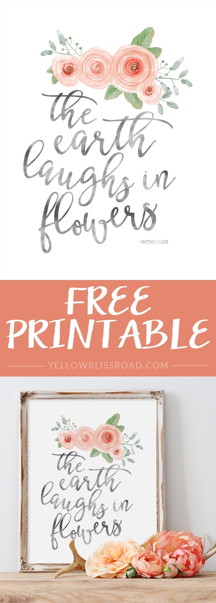 Free Spring Printable - The Earth Laughs in Flowers