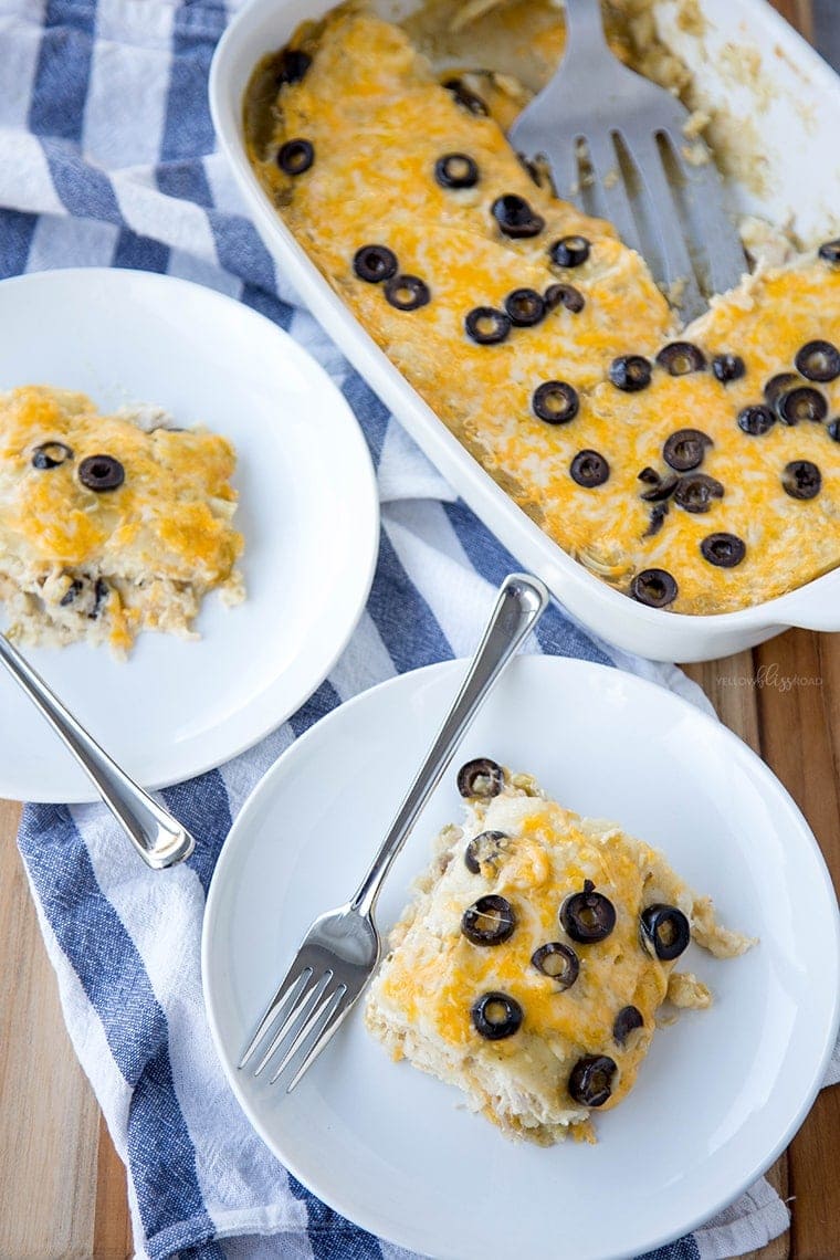 Green Chile Chicken Enchilada Casserole Recipe - an easy and filling weeknight meal!