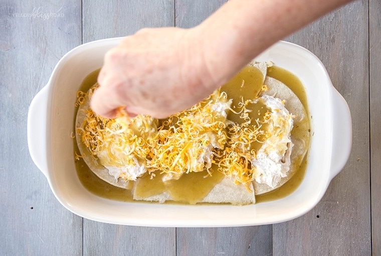 Green Chile Chicken Enchilada Casserole Recipe - an easy and filling weeknight meal!