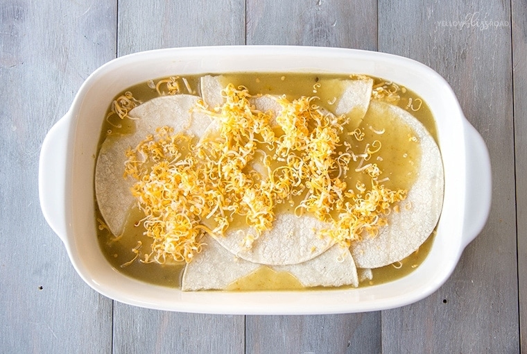 Green Chile Chicken Enchilada Casserole Recipe - an easy and filling weeknight meal!
