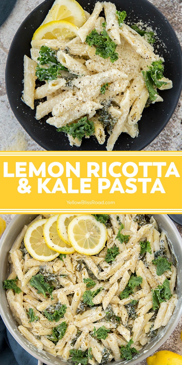 One Pan Lemon Ricotta Pasta with Kale | YellowBlissRoad.com