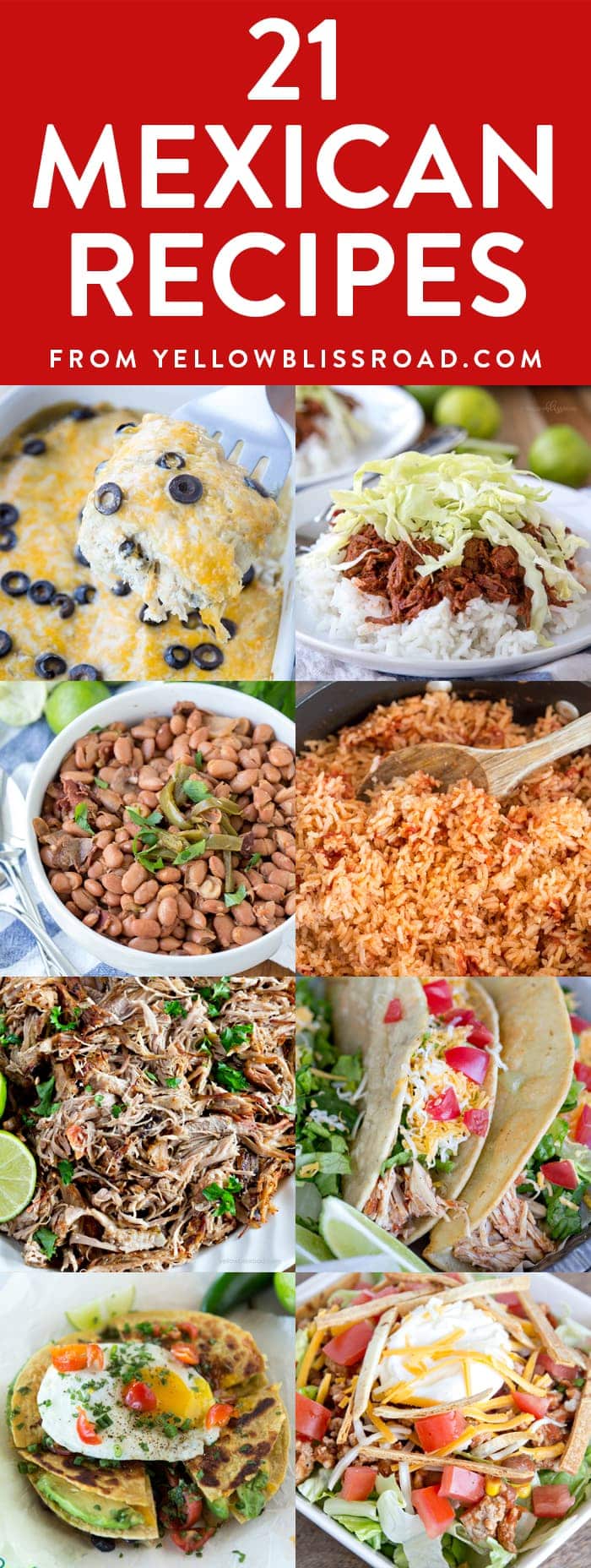 21 Mexican Recipes - from Authentic Classic dishes, to fresh new takes on traditional recipes. Perfect for Cinco de Mayo!