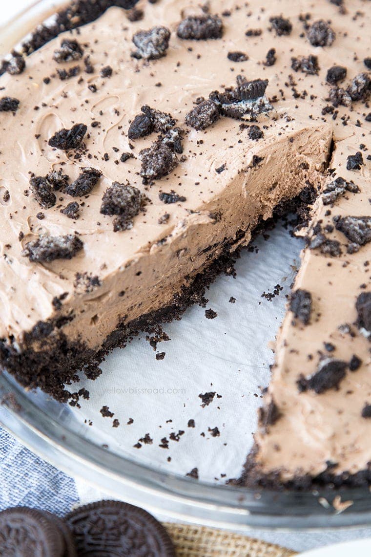 No Bake Chocolate Oreo Cheesecake with a homemade Oreo Crust