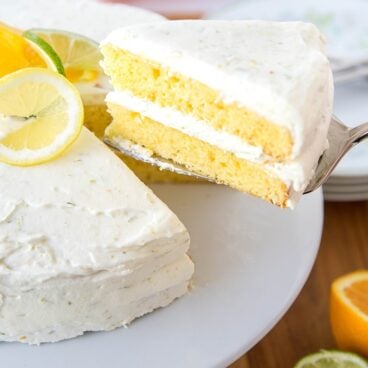 A cake with citrus fruits on top