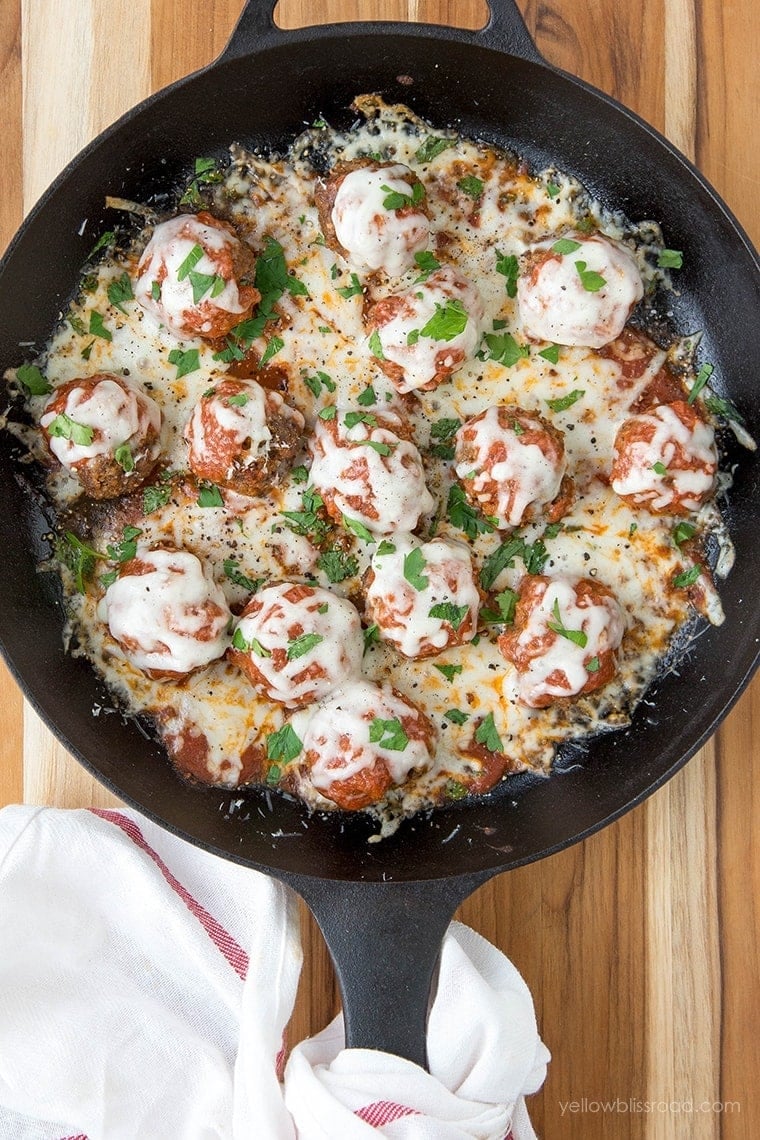 One Pan Parmesan Meatballs | YellowBlissRoad.com