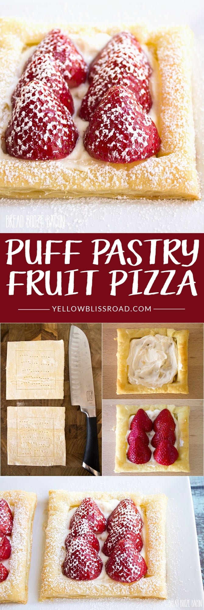 Puff Pastry Fruit Pizza with a creamy no-bake cheesecake filling