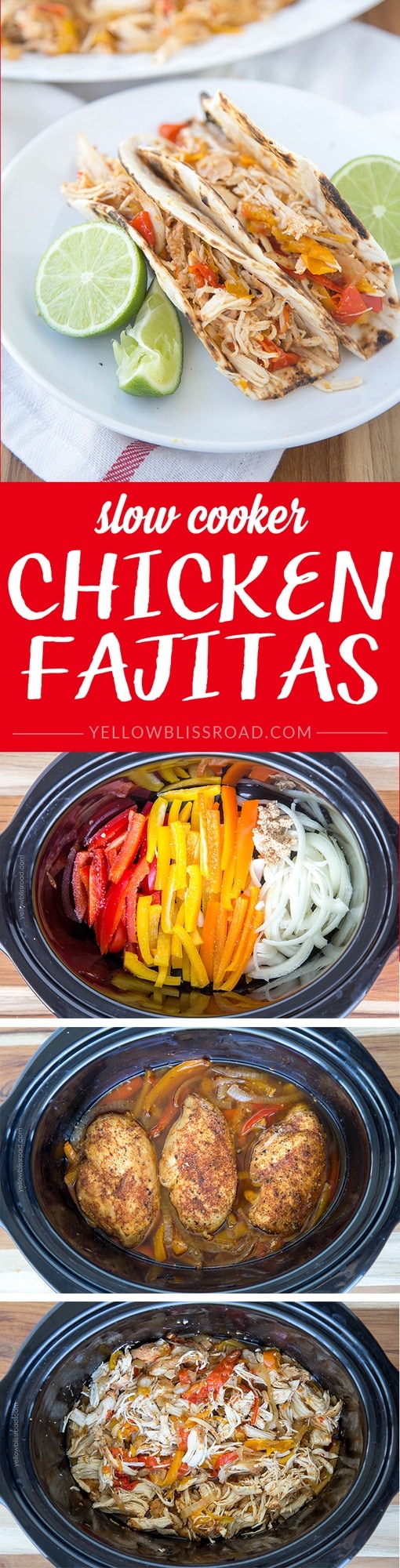 Slow Cooker Chicken Fajita Recipe - a delicious Mexican dinner recipe made easily in your Crockpot, with easy homemade Fajita seasoning!