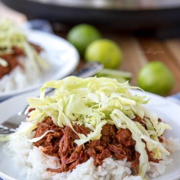 A plate of beef and rice