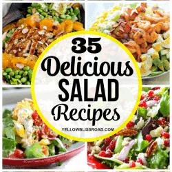 35 Delicious salad recipes that will inspire you in the kitchen and in the belly! From salads with chicken to salads with fruit there is something for everyone.