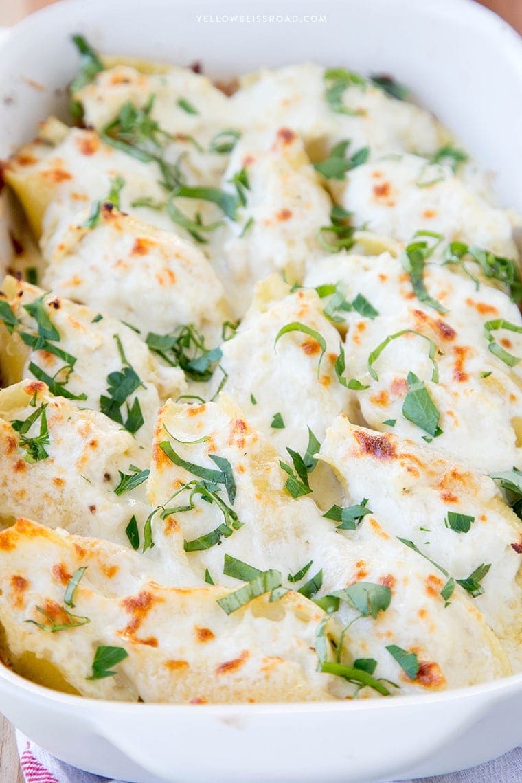 Chicken Alfredo Stuffed Shells Recipe - Easy Chicken Recipes