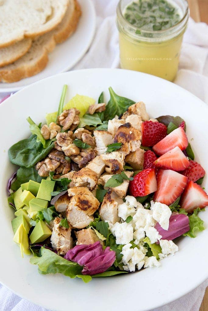 Strawberry & Feta Chicken Salad with Citrus Vinaigrette Yellow Bliss Road
