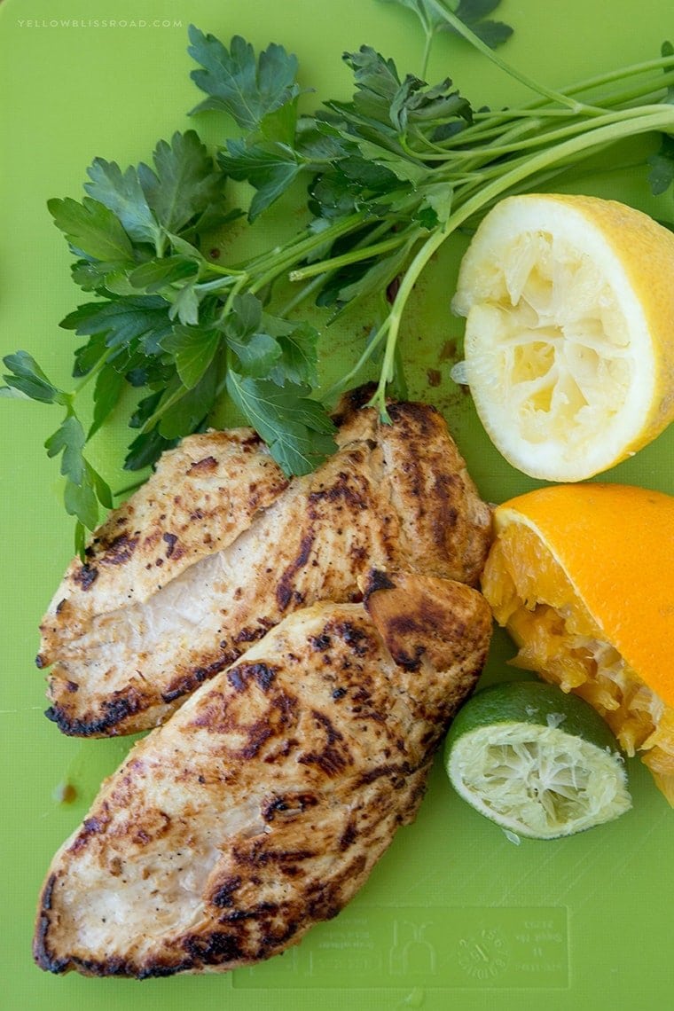 Grilled Citrus Chicken - Boneless, Skinless Chicken Breasts marinated in lemon, orange and lime with garlic