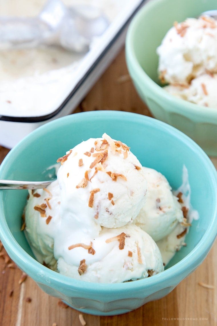 Toasted Coconut No Churn Ice Cream - Just 4 delicious ingredients and no ice cream maker required!