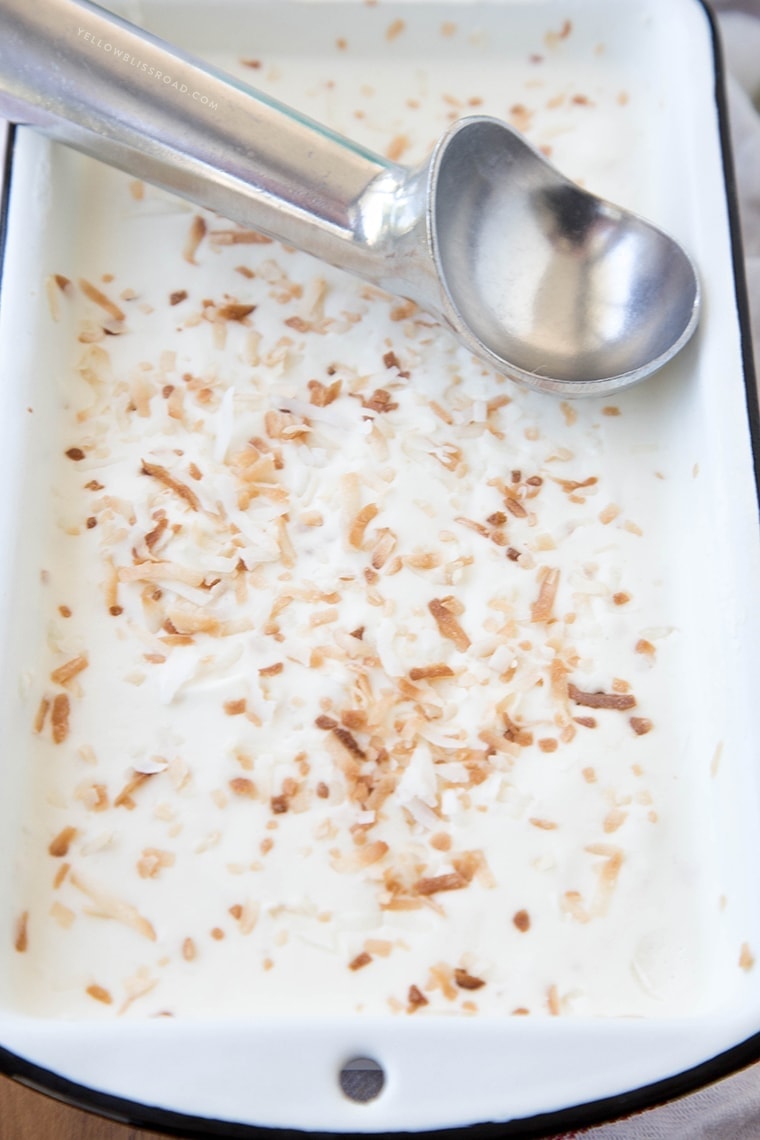Toasted Coconut No Churn Ice Cream - Just 4 delicious ingredients and no ice cream maker required!