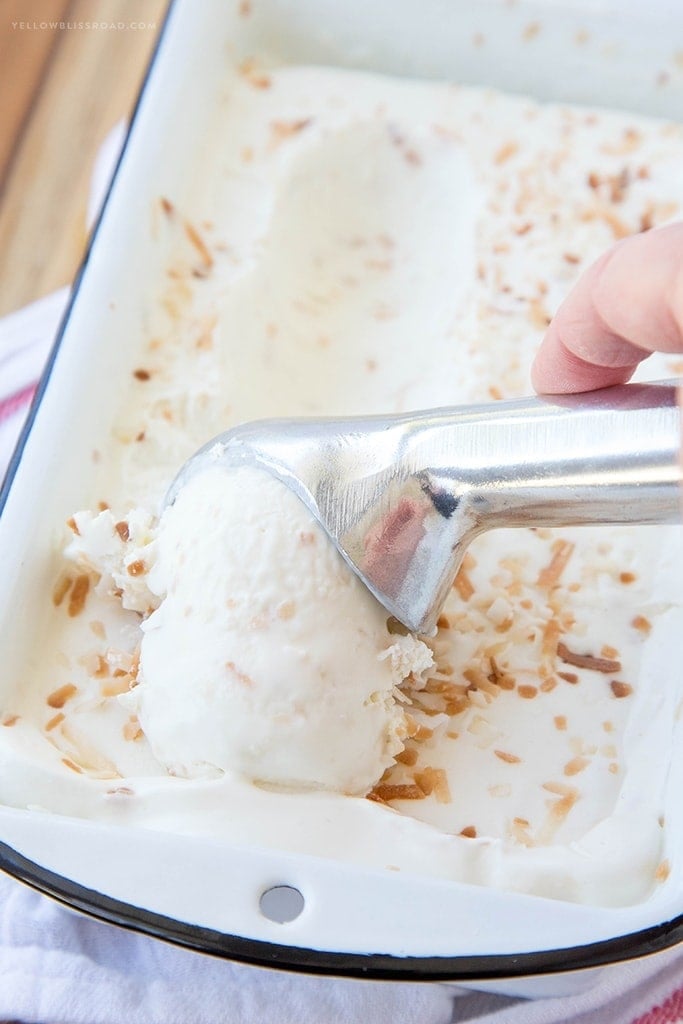 Toasted Coconut No Churn Ice Cream - Just 4 delicious ingredients and no ice cream maker required!