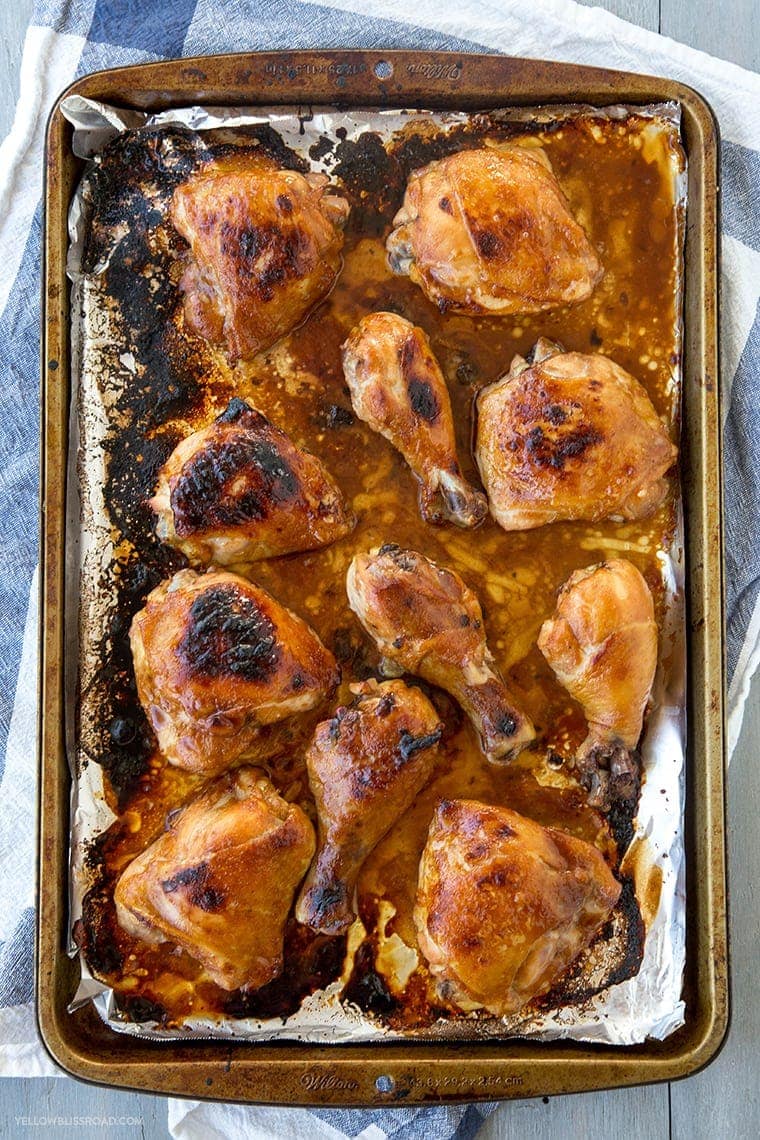 Hawaiian Barbecue Baked Chicken (Huli-Huli Chicken) - Chicken drumsticks and thighs that are marinated in a Hawaiian inspired sauce then baked to mouthwatering perfection