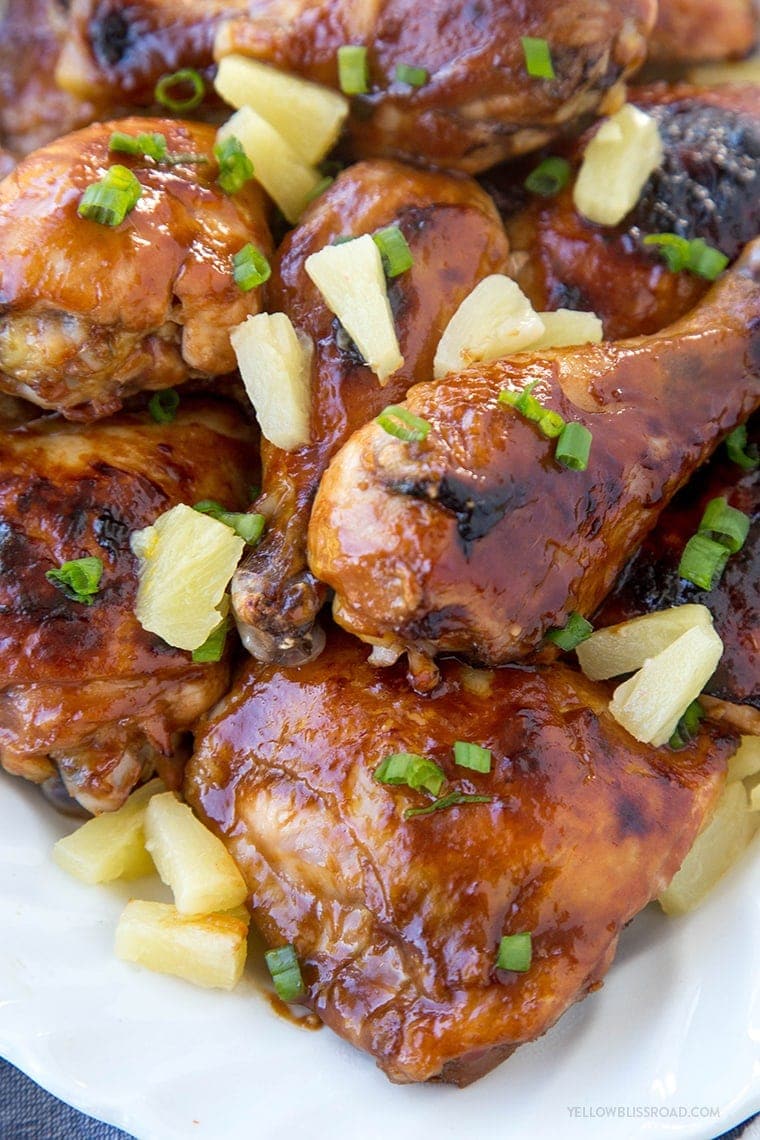 Hawaiian Barbecue Baked Chicken (Huli-Huli Chicken) - Chicken drumsticks and thighs that are marinated in a Hawaiian inspired sauce then baked to mouthwatering perfection