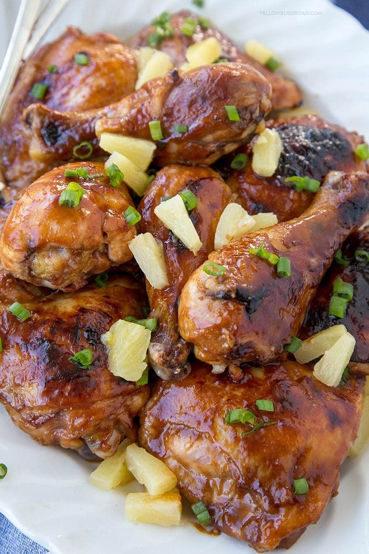 Hawaiian Barbecue Baked Chicken (Huli-Huli Chicken) - Chicken drumsticks and thighs that are marinated in a Hawaiian inspired sauce then baked to mouthwatering perfection