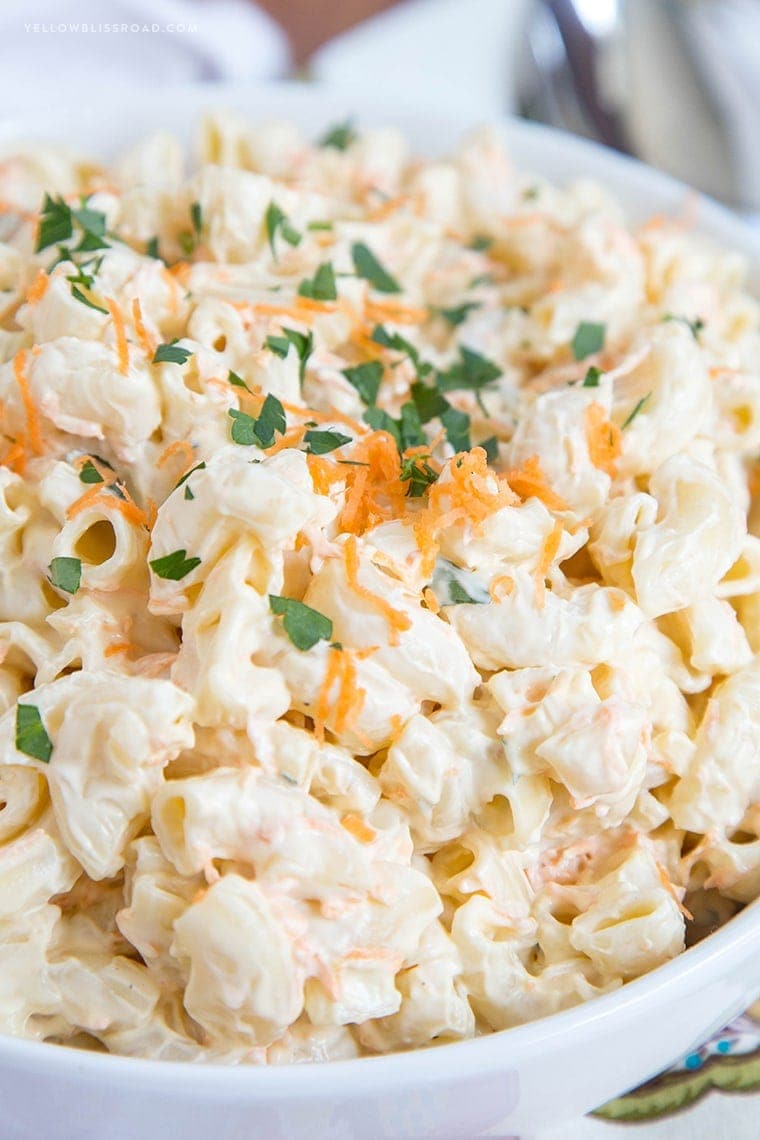 Lightened Up Hawaiian Macaroni Salad - Super creamy and much healthier than the classic version of this delicious side dish