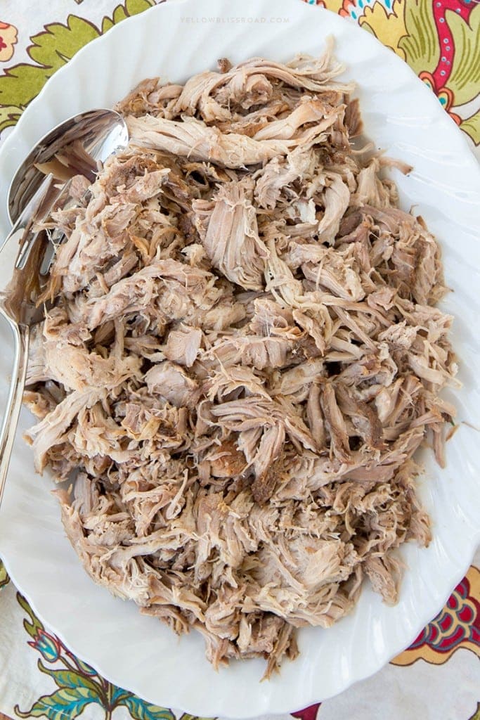 kalua pork shredded on a platter