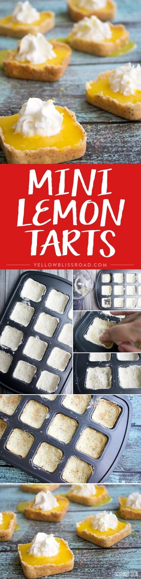 Mini Lemon Tarts - Mini Shortbread shells hold a tart and sweet lemon curd. It's the perfect spring dessert!