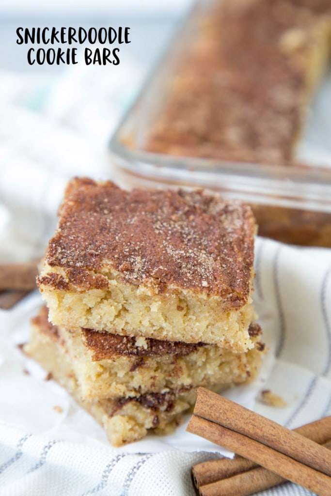 Snickerdoodle Cookie Bars pinterest friendly image