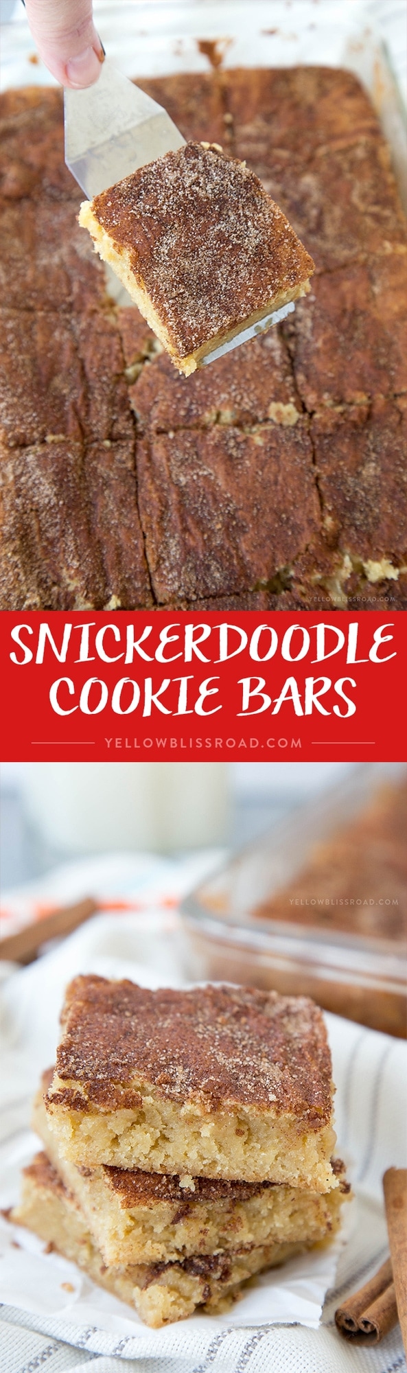 Snickerdoodle Cookie Bars - your favorite classic cookie in bar form, no rolling required!