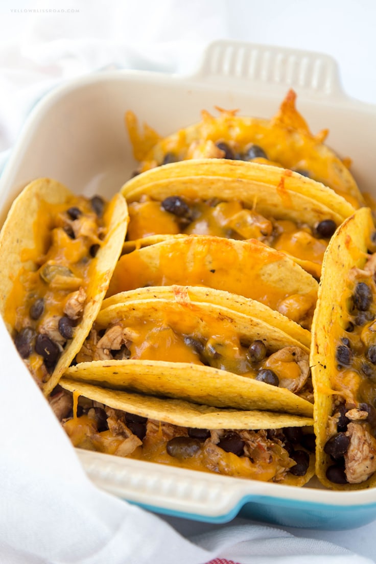 Chicken & Black Bean Baked Tacos Yellow Bliss Road