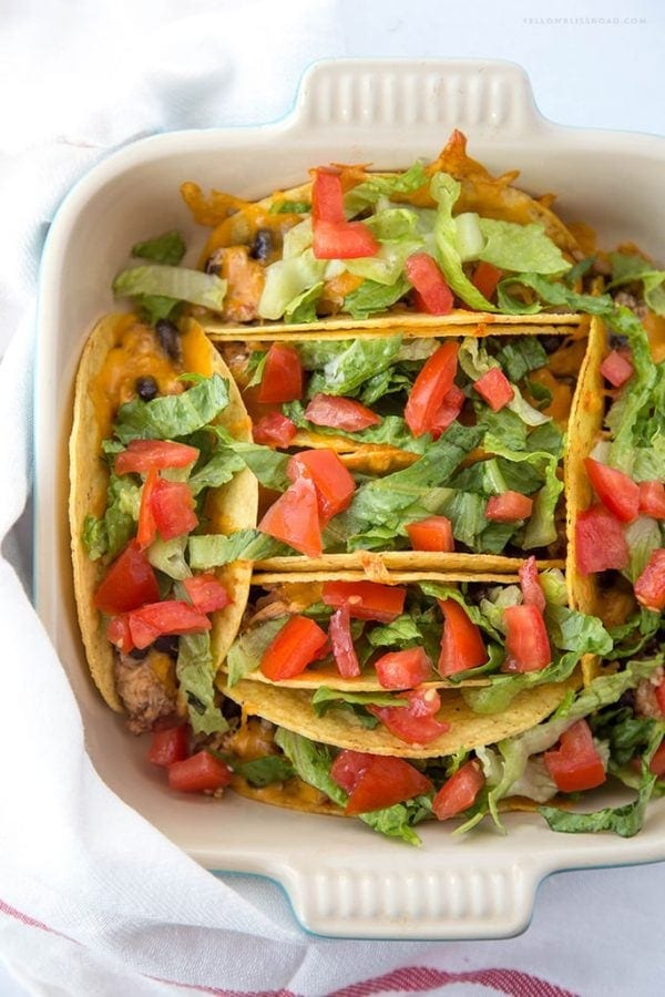 Chicken & Black Bean Baked Tacos Yellow Bliss Road