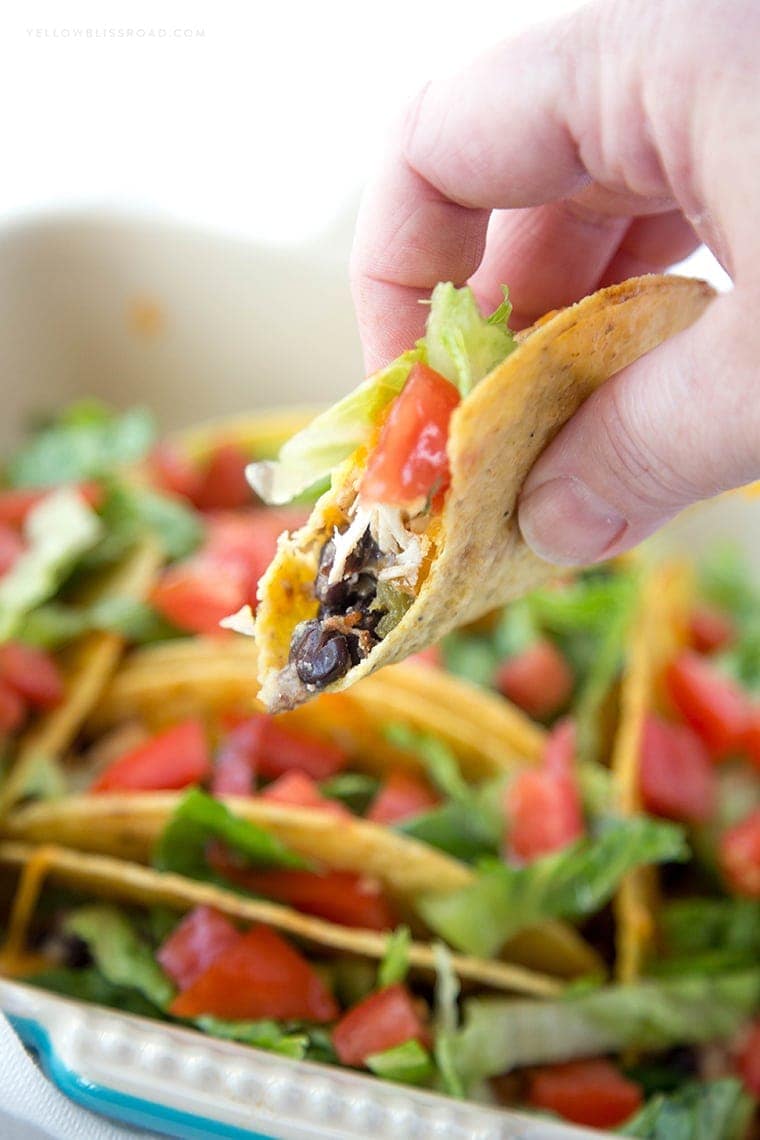 Chicken & Black Bean Oven Baked Tacos - so quick and easy they are perfect for busy weeknight dinners.