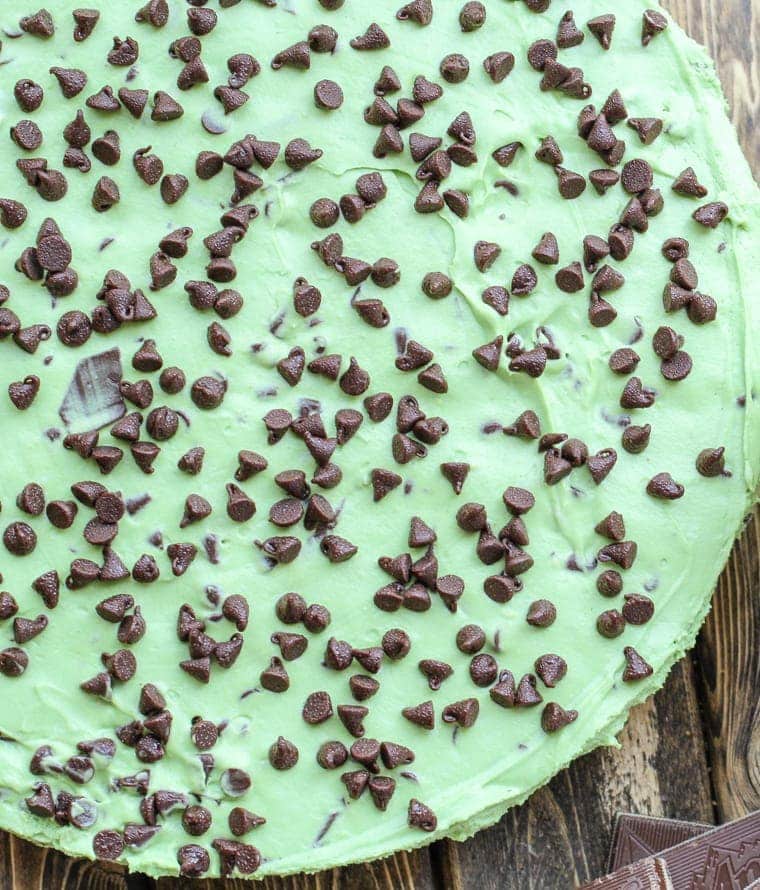 This No Bake Mint Chocolate Chip Pie is fast, easy, and filled with chocolate chips and mint candies. It's the perfect summer night treat! 