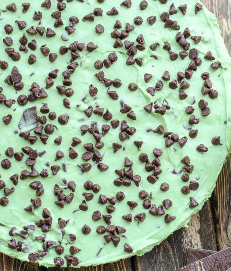 This No Bake Mint Chocolate Chip Pie is fast, easy, and filled with chocolate chips and mint candies. It's the perfect summer night treat!