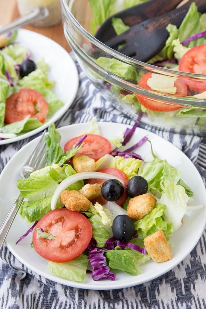 salad served on a white plate