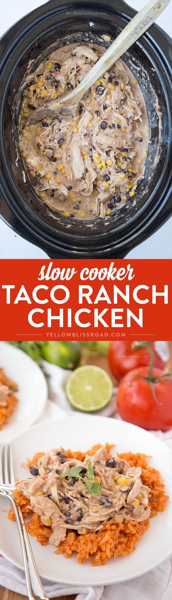 Slow Cooker Taco Ranch Chicken - pinterest friendly collage