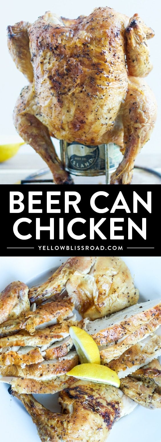 Beer Can Chicken - Use beer or soda for this moist and tender whole chicken dinner on the grill!