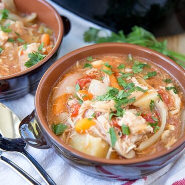Slow Cooker Chicken Stew - a rich and hearty crockpot meal that is the perfect comfort food for a cold night.