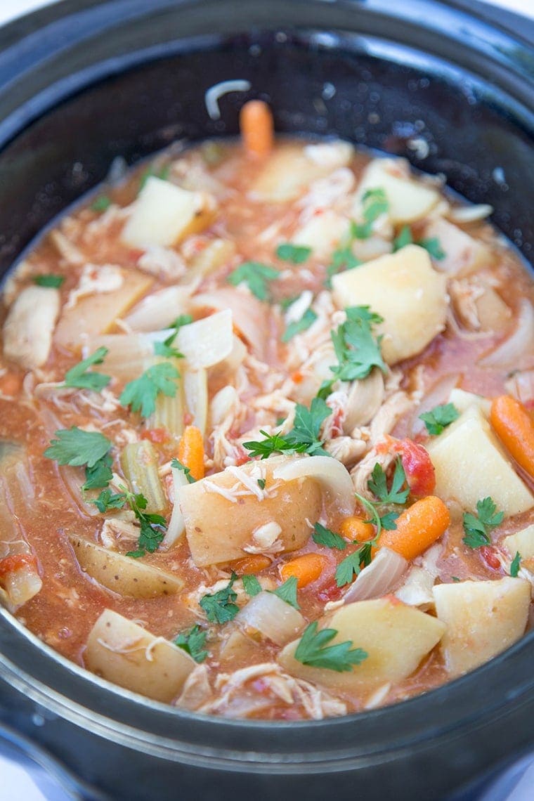 Slow Cooker Chicken Stew - a rich and hearty crockpot meal that is the perfect comfort food for a cold night.